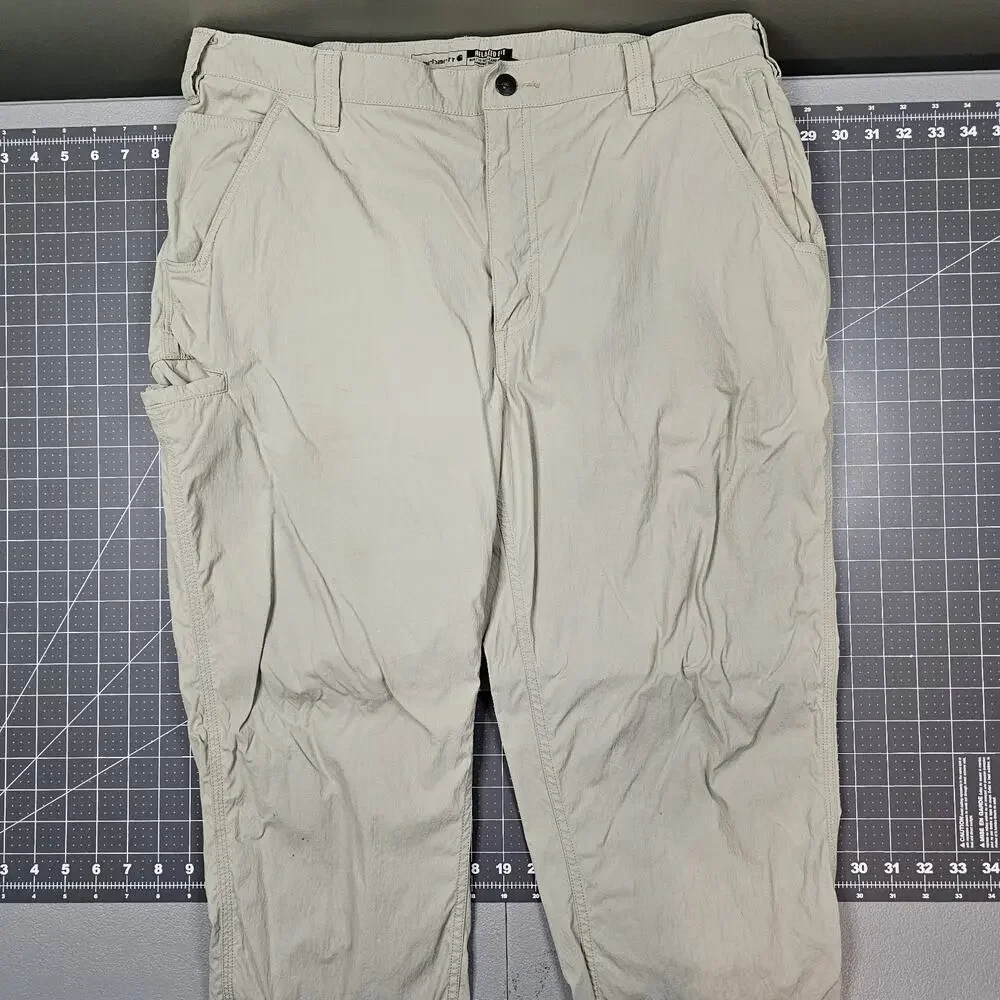 Carhartt Force Pants Mens 38x34 Tan Ripstop Nylon Pocket Work Outdoor Stretch - Picture 1 of 16
